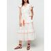 J. Crew Dresses | J.Crew White Neon Embroidered Cap Sleeve Lace Midi Dress | Color: White | Size: 8