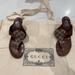 Gucci Shoes | Gucci Monogram Canvas Thing Sandals. Gold Detail Size 37 | Color: Brown | Size: 7