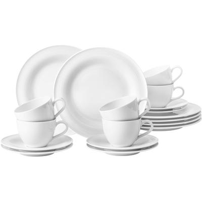 Kaffeeservice SELTMANN WEIDEN "Geschirr-Set, Service Beat", weiß, 18 tlg., Porzellan, Geschirr-Sets, Rillendekor, 18 Tei