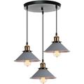 Axhup - lustre - suspension Luminaire Abat-jour Metal Lampe Suspension E27 22cm Gris 3 Tête avec