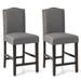 Costway 2 Pcs Fabric Nail Head Counter Height Dining Side Chairs Set-Gray