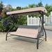 VEIKOUS Outdoor 3-Seat Patio Swing Steel Lounge Chair with Convertible Canopy and Cushions