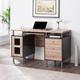 Elsy 3-Drawer File Cabinet, Two-Tone Desk with Keyboard Tray, Power Outlets, USB Ports Charging Station - 3 Drawers, 1 Cabinet