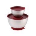 Lexi Home Curtis Stone Stainless Steel Mixing Bowl Set - 2 Piece Suctioning Bowl Set Stainless Steel in Red/Gray | Wayfair 680474BG