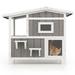 Infans Outdoor Feral Cat House 2-Story Wooden Cat Shelter with Escape Door