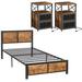 17 Stories Moretaine 3 Piece Bedroom Set Wood Bed Frame & Nightstand Set w/ USB Ports | 39.3 H x 40.9 W x 77.7 D in | Wayfair