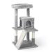 Caphaus Cat Tower For Indoor Cats, Modern Cute 37-inch Small Cat Tree w/ Widened Perch | 37 H x 19 W x 19 D in | Wayfair PHFC-BH381901-LTGY