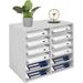 Miumaeov Desktop Literature Organizer File Sorter Magazine Paper Holder 12 Slots White