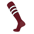 TCK Elite Baseball Football Knee High Striped Socks (D) Cardinal Black White (M)