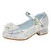 Toddler Little Kid Girls Dress Pumps Glitter Sequins Princess Bowknot Low Heels Party Dance Shoes Rhinestone Sandals