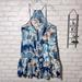 Free People Dresses | Free People Ruffle Spaghetti Strap Tropical Print Dress Size Small | Color: Blue | Size: S