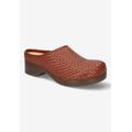 Extra Wide Width Women's Motto Clog Mule by Bella Vita in Dark Tan Woven (Size 8 WW)