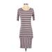 Lularoe Casual Dress - Sheath Scoop Neck Short sleeves: Pink Stripes Dresses - Women's Size Small