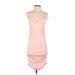 Shein Cocktail Dress - Bodycon V-Neck Sleeveless: Pink Solid Dresses - Women's Size Medium