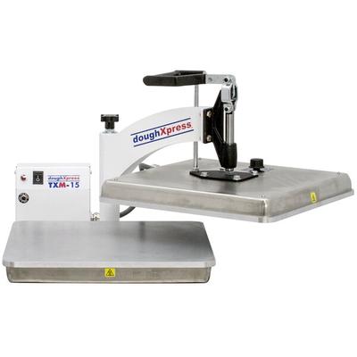 DoughXpress TXM-15 15x15" Dual-Heat Manual Swing Away Tortilla Dough Press - 220V, 3300W