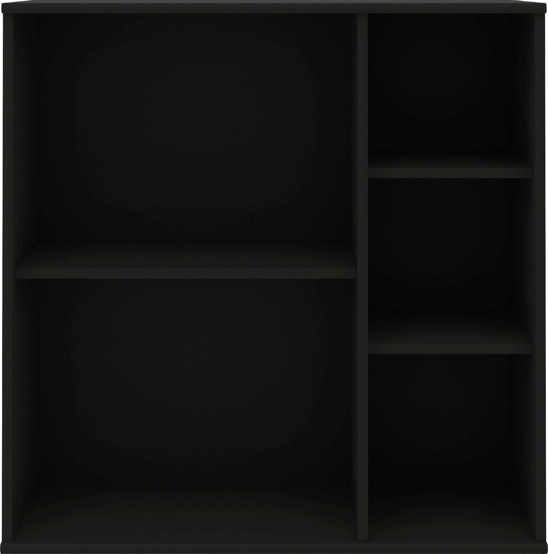 Bücherregal HAMMEL FURNITURE "Mistral Kubus 029, Hochwertig Hängeregal, Wandregal", schwarz, B:69cm H:69cm T:32,5cm, Massivholz, Spanplatte, Regale, Bücherregal, asym.,Wandmontage/Freistehend, T:32,5 cm. anpassungsbar Designmöbel