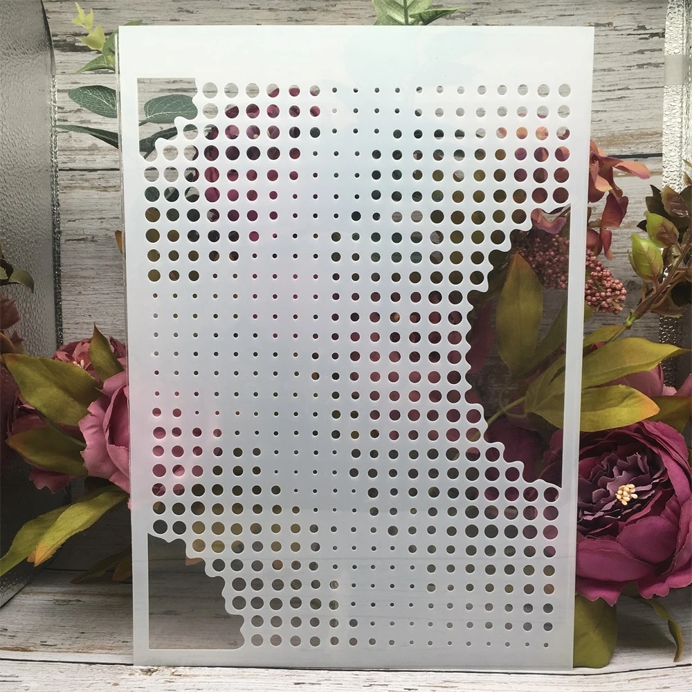 Pochoirs A4 à géométrie dégradée de 29cm, Texture de points, bricolage, couches, peinture murale, Scrapbook, coloration, gaufrage, modèle décoratif d'album
