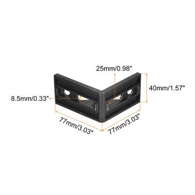 5Pcs Inside Corner Bracket Gusset 77x77x40mm 4080 Angle Connectors Black