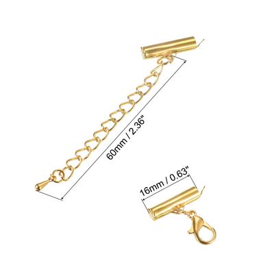 10 Sets Slide on End Clasps with Lobster Claw Clasps & Extension Chain