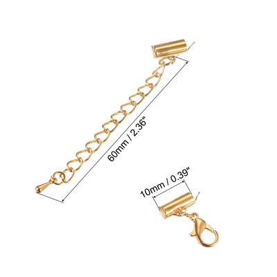 10 Sets Slide on End Clasps with Lobster Claw Clasps & Extension Chain