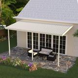 Four Seasons OLS TWV Series 14 ft wide x 8 ft deep Aluminum Patio Cover with 30lb Snowload & 3 Posts in Ivory