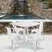 Emma + Oliver Commercial Grade 31.5 Square White Metal Indoor-Outdoor Table Set-4 Arm Chairs