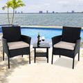 YRLLENSDAN Outdoor Patio Furniture Set 3 Piece with Outdoor Chair Cushions Wicker Patio Furniture Sets Patio Conversation Sets Outdoor Rattan Chair for Backyard Garden Balcony Porch