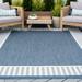 9x12 Water Resistant Large Indoor Outdoor Rugs for Patios Front Door Entry Entryway Deck Porch Balcony | Outside Area Rug for Patio | Blue Striped Border | Size: 8 9 x 12 2