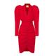 Swing Fashion Damen Kleid Elegant | Partykleid | Cocktailkleider | Abendkleid | Business Kleider | Festliches Kleid | Bleistiftkleid | Bodycon | V-Ausschnitt | Knielang | Langarm | Rot | S(36)