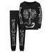 Toddler Kids Boys Girls Outfit Bone Prints Long Sleeves Tops Pants 2pcs Set Outfits For 4-5 Years