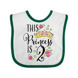 Inktastic This Princess is Two- second birthday Girls Baby Bib