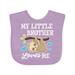 Inktastic My Little Brother Loves Me with Sloth and Hearts Boys or Girls Baby Bib