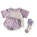 Clothes for Toddlers Little Girls Tracksuit Set Baby Girls Boys Cotton Summer Patchwork Color Block Short Sleeve Tshirt Short Pants Set Outfits Set 12