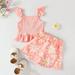 kpoplk Summer Outfits For Baby Girls Toddler Baby Boy Birthday Outfit Bowtie Short Sleeve Romper Cartoon Shorts 2Pcs Summer Clothes Set(Pink)