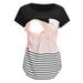 Womens Maternity Short Sleeve Crew Neck Striped Printed Nursed Tops T Shirt For Breastfeeding Maternity Clothes plus Size Women