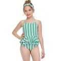 Cathalem Girls One-piece Swimsuits Swimsuits 11 Year Old Girl Stripe Toddler One-Piece Beach Swimwear Ruffles Kid Baby Girls Bathing Swim Suit Straps Green 4-5 Years