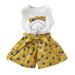 Girls Outfits Baby Bouquet Made with Baby Clothes Set + Bow Sleeveless Tops 2PCS Outfits Floral T-shirt Girls Cartoon Shorts Toddler Tee Clothes Baby Kids Girls Outfits&Set Girls 5 6 T Clothes