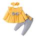 3-6 Month Boy Clothes Summer Taking Home Baby Girl Outfit Toddler Baby Girls Clothes Cotton Blend Long-sleeved Bowknot Tassel Tops Pants Headbands Outfits Sets Matching Robe Set