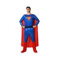 Atosa Superhelden-Kostüm für Herren, Superman-Kostüm, komplettes Cosplay, Comic-Charakter, Overall mit Umhang blau rot gold Party Halloween Karneval M-L