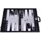 Wycliffe Brothers 21” Tournament Backgammon Set – Black Case with Grey Field - Masters Edition