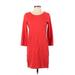 Gap Casual Dress - Shift Scoop Neck 3/4 sleeves: Red Solid Dresses - Women's Size X-Small