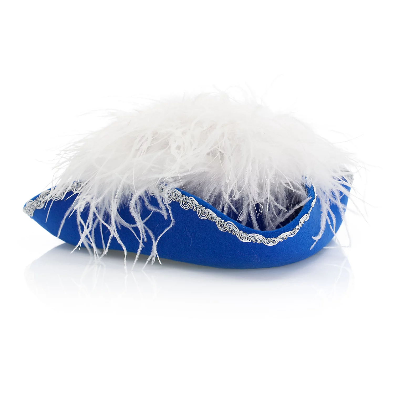 Funken-Dreispitz Straußenfedern, blau/weiß Image