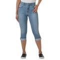 K Jordan Curvy Cuffed Denim Capri (Size 18) Light Vintage Wash, Cotton,Polyester,Spandex