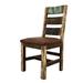 Loon Peak® Diyana Solid Wood Ladder Back Side Chair in Dark Brown Faux Leather/Wood/Upholstered in Brown/Green | 39.5 H x 19 W x 22 D in | Wayfair