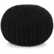 Pouf tricoté à la main Pouf de Salon Tabouret Bas Coton 50 x 35 cm Noir 62228