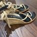 Michael Kors Shoes | Michael Kors Beige Jute Wrap Espadrilles With Wedge Heel | Color: Black/Tan | Size: 7
