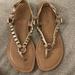 Jessica Simpson Shoes | Jessica Simpson Gold Metallic Thong Strap Sandals Size 8.5 | Color: Gold/Tan | Size: 8.5