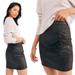 Free People Skirts | Free People Rumi Ruched Black Shimmer Faux Leather Mini Skirt - S | Color: Black | Size: S
