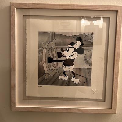 Disney Art | Disney Treasures Steamboat Willie Ltd Edition Serigraph Framed Mickey Mouse | Color: Black/White | Size: 14”X14”