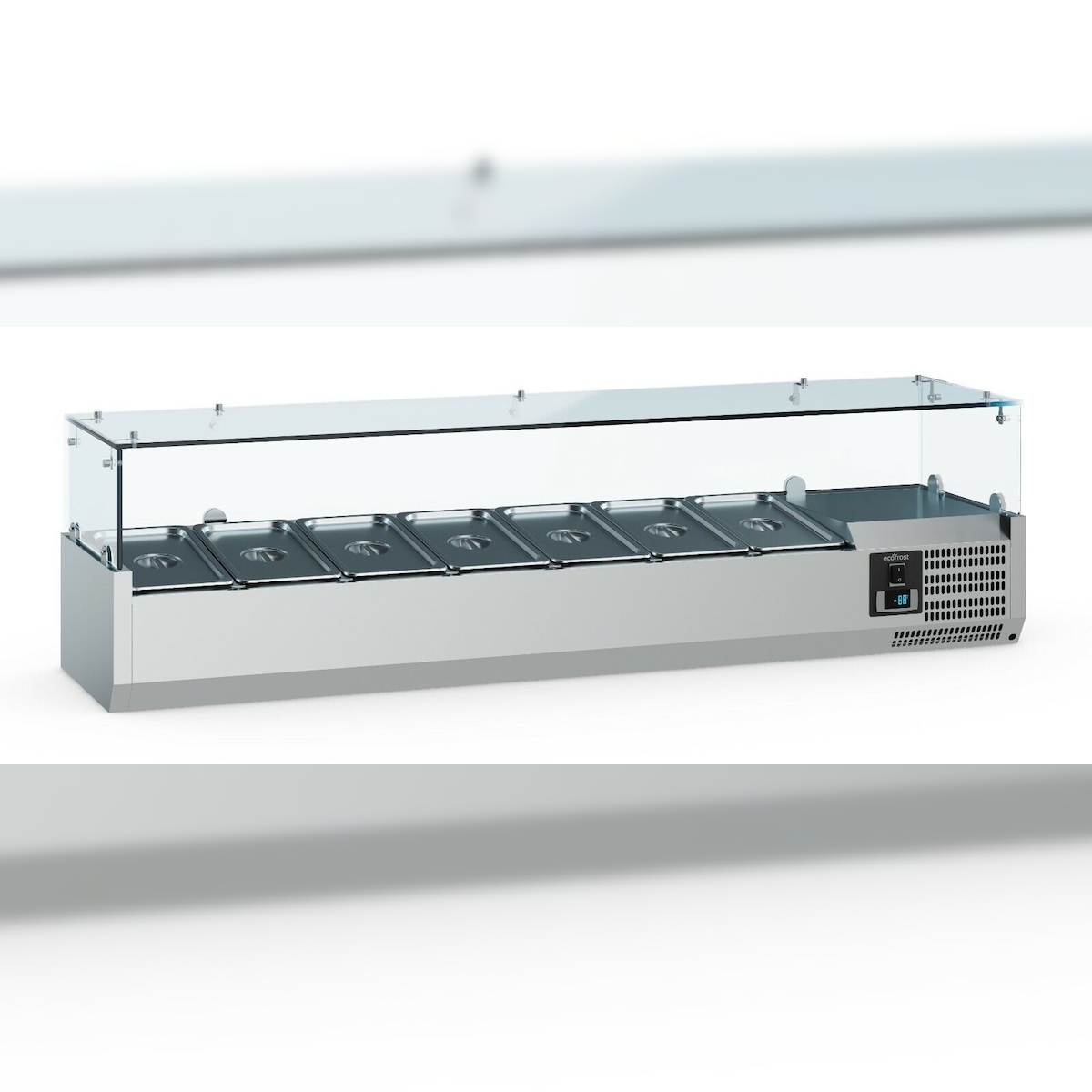 CombiSteel Groju Gastro Aufsatzkühlvitrine Kühlvitrine Kühltheke 2000x395x435 mm 9x1/3GN Image